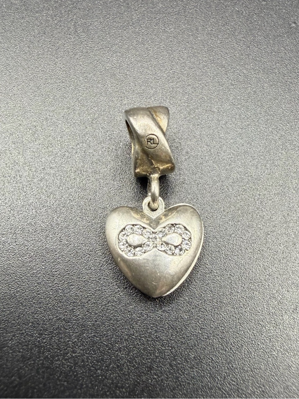 Sterling Silver 925 Ralph Lauren Italy Love Eternity Dangle Charm Heart Love